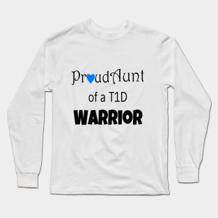 Proud Aunt - Black Text - Blue Heart Long Sleeve T-Shirt